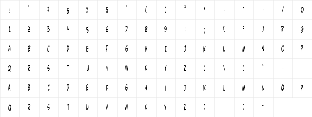 Comic Book Commando Condensed Condensed  glyph index