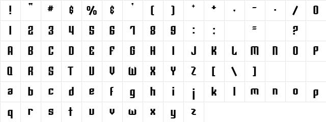 Black Bat Regular  glyph index