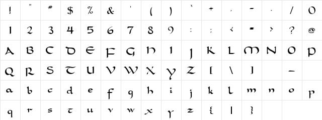 Cremlin Regular  glyph index