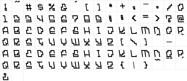 Hypersonic Regular  glyph index