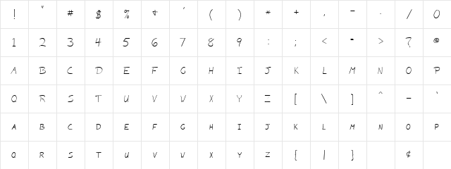 CrazyBobScriptSSi Regular  glyph index