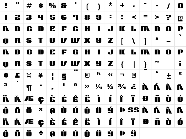 Contour Generator Regular  glyph index