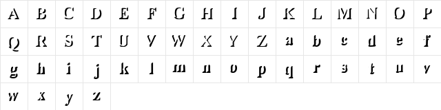 Shady Lady Regular  glyph index