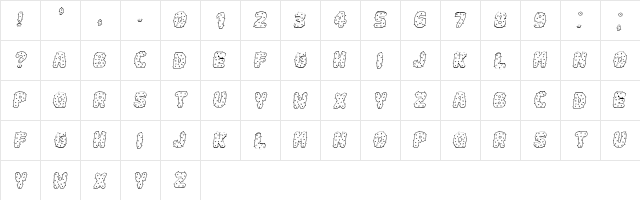 Spiky Italic  glyph index