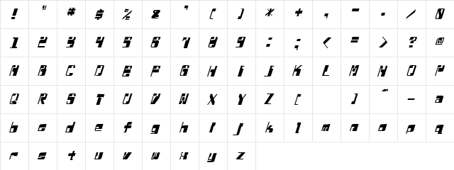 Doubt Regular  glyph index