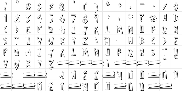 GRAPAFONT DemiBold shadow  glyph index