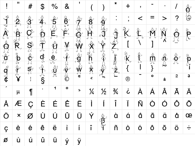 SP DR BY 3 DB Normal  glyph index