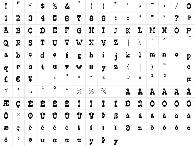 Edmunds Regular  glyph index