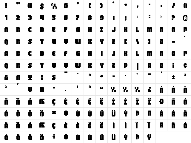 Shogunate Expanded Expanded  glyph index