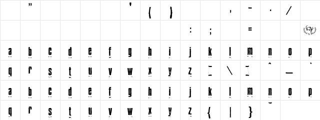Indiacom Regular  glyph index