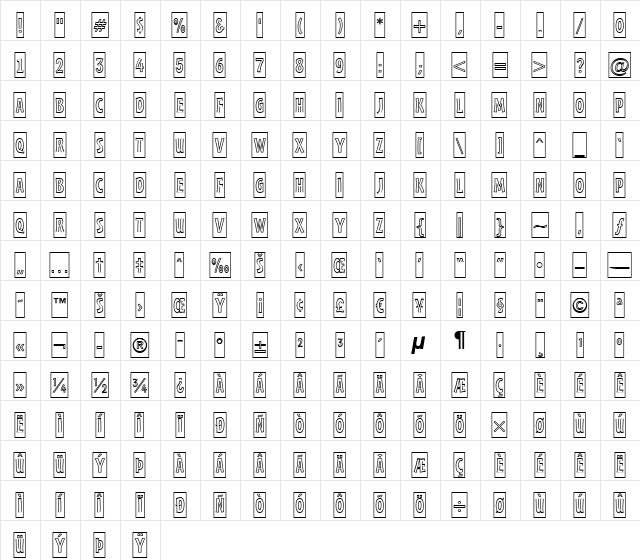 a_FrudgerCmOtl Regular  glyph index