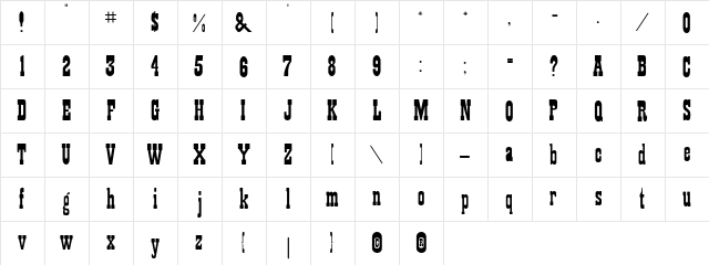 Playbill- Regular  glyph index