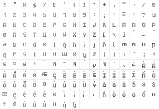 Mi Nuevo Display St Regular  glyph index