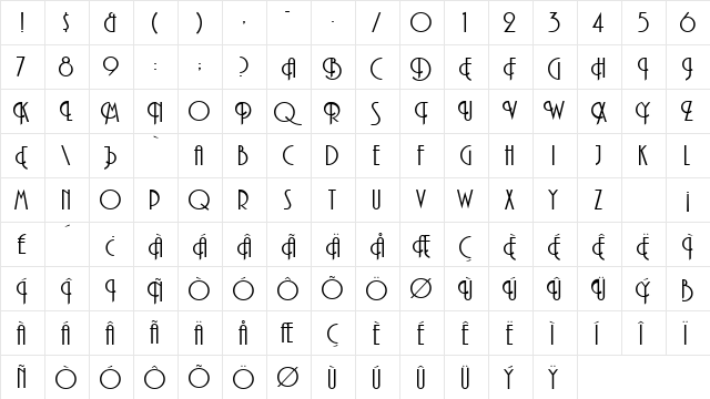 Haman Normal  glyph index