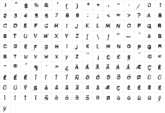 LTNotPainted Medium  glyph index