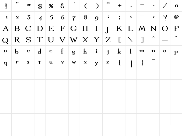 Dickens Wd Bold Bold  glyph index