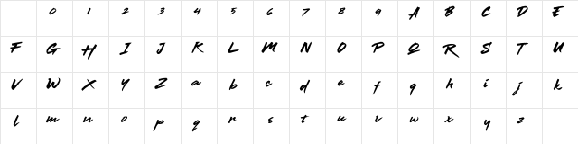 Thander Regular  glyph index