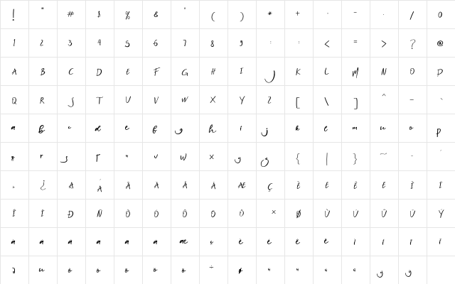 Nightlife Regular  glyph index