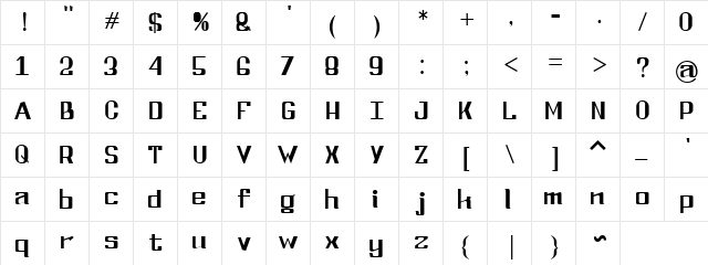 NEXT GENERATION Regular  glyph index