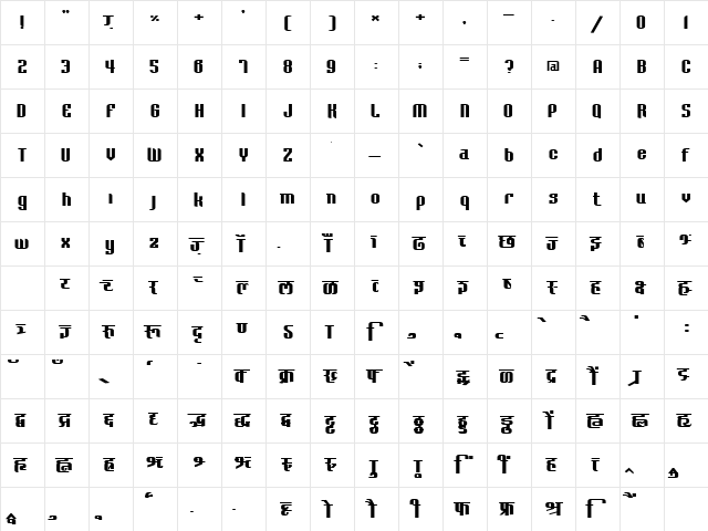 AkrutiOfficeAkshay Bold  glyph index