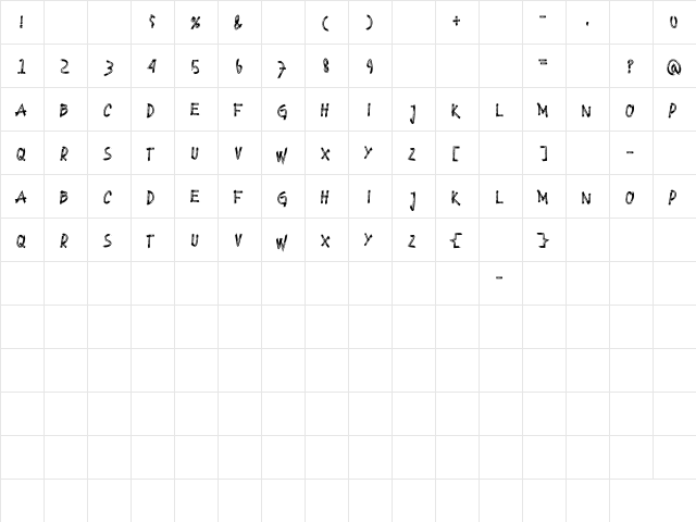 BLACKBOR Regular  glyph index