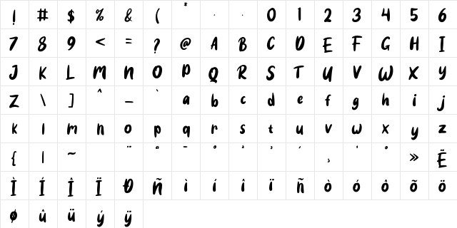 Good boy Regular  glyph index