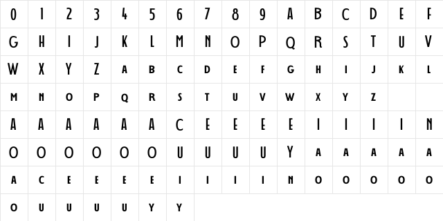 Decohead FREE Regular  glyph index