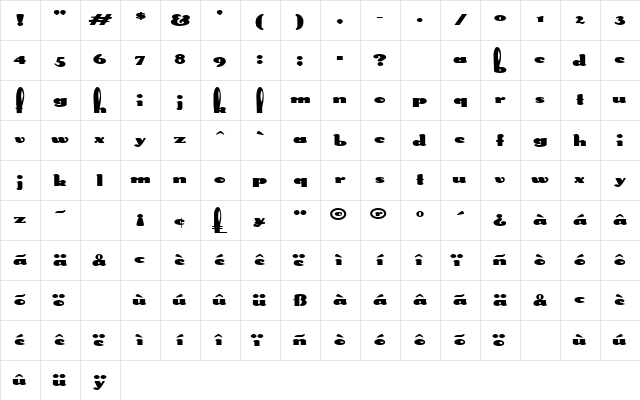 SplittingHaresExtended Regular  glyph index
