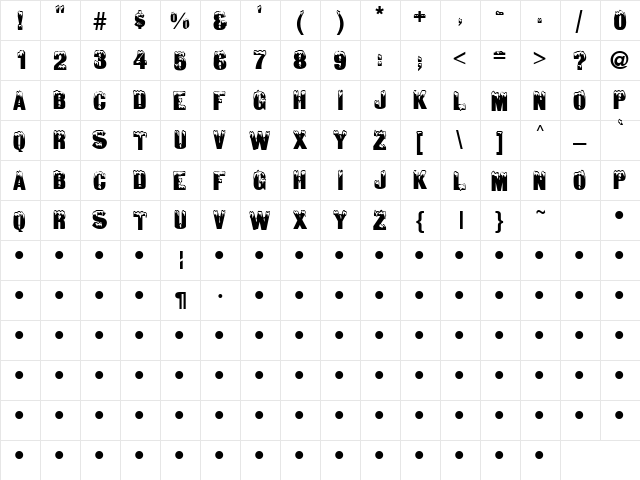 QTSnowCaps Regular  glyph index