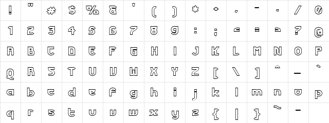 Futurex Phat Outline Regular  glyph index
