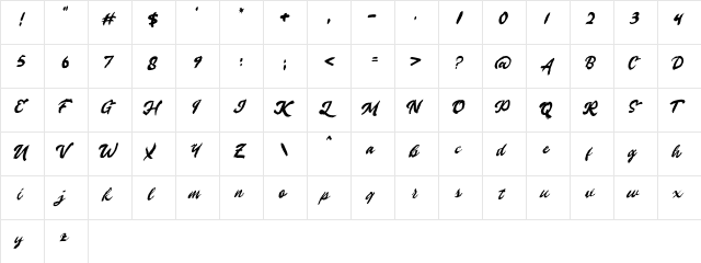 Winland DEMO Regular  glyph index