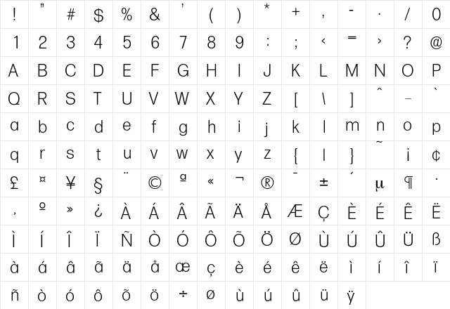 Formula-Light Regular  glyph index