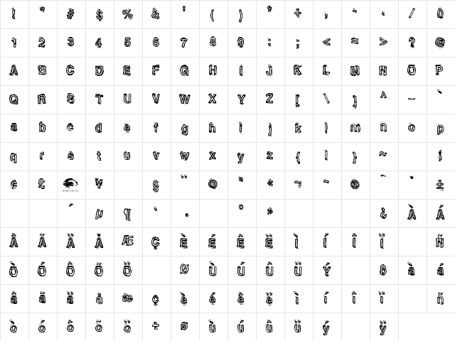Motherlode Stripped AOE Regular  glyph index