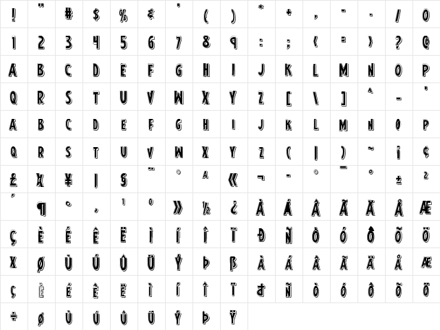 Earth's Mightiest Punch Regular  glyph index