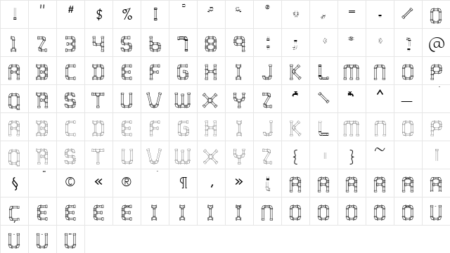 WaterWorksCaps Plain  glyph index