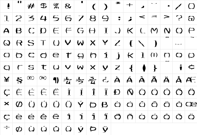 FZ WARPED 3 EX Normal  glyph index
