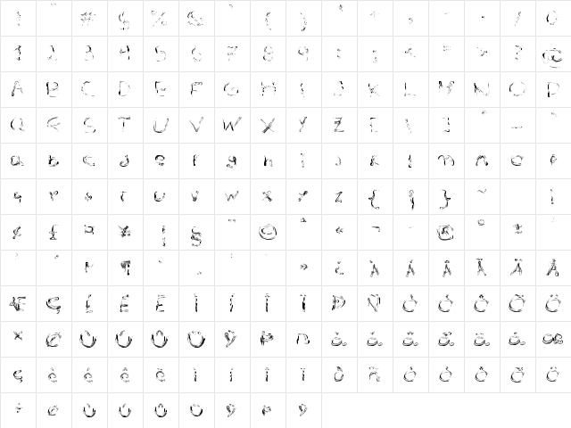 Untimately Regular  glyph index