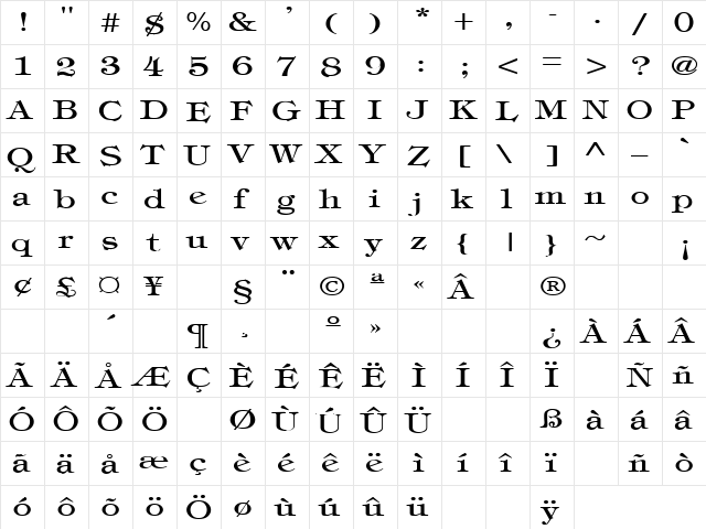 Thick N Thin 10 Regular  glyph index