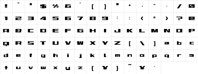 Mirage Eng  glyph index