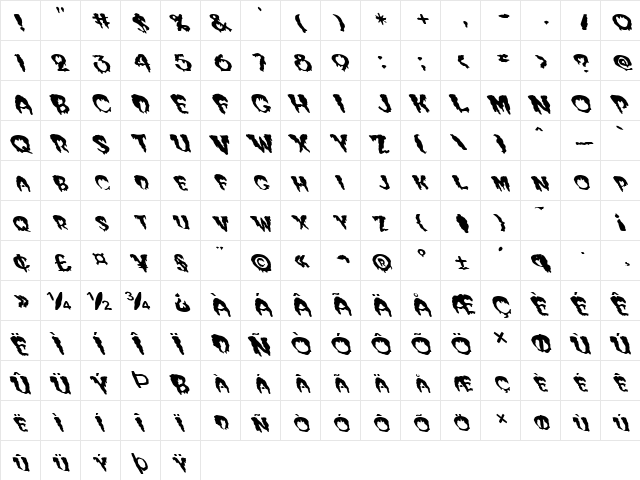 FZ UNIQUE 10 MANGLED LEFTY Normal  glyph index