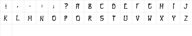 Buzzhead Regular  glyph index
