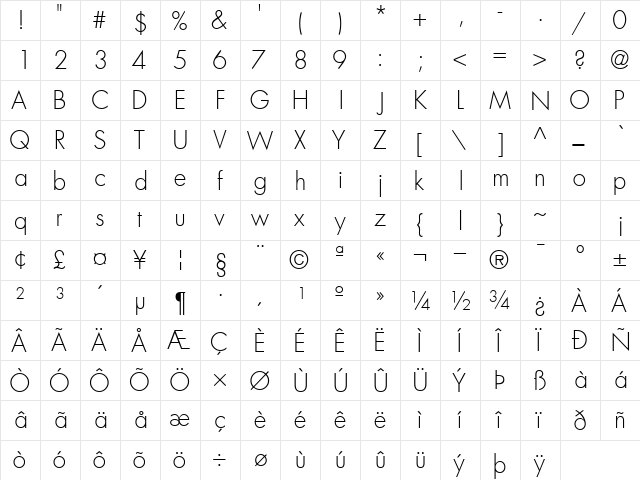 KudosLightSSK Regular  glyph index