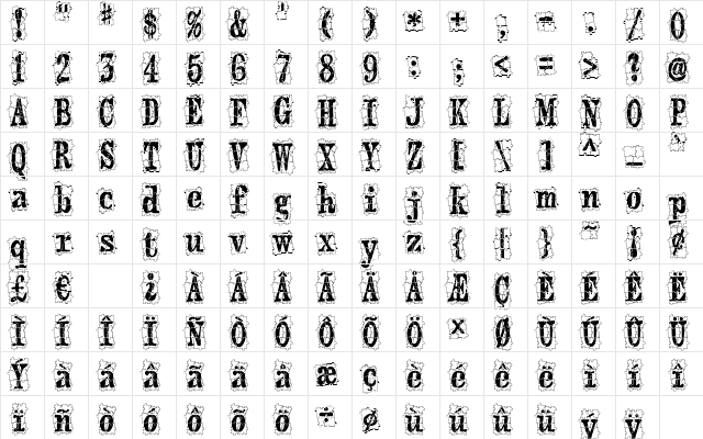 puzzleface le monde regular  glyph index