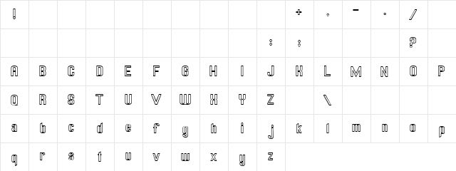 Chuttu Jinky Regular  glyph index
