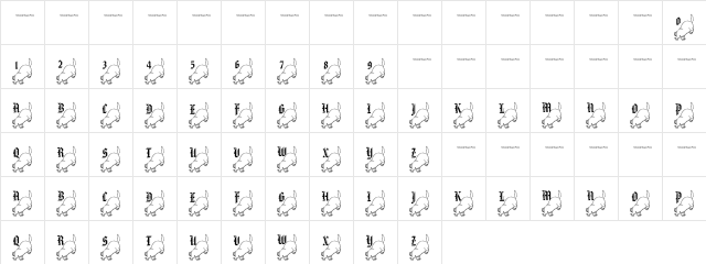 pf_mole Regular  glyph index
