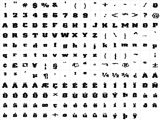 FZ WACKY 68 EX Normal  glyph index