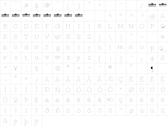 Erotique Trial Monoline  glyph index