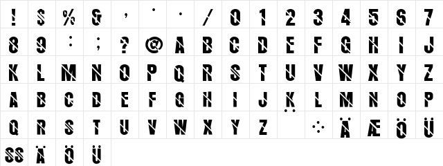 AeroSans Regular  glyph index