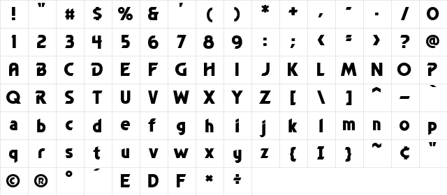 CCTimelord Regular  glyph index