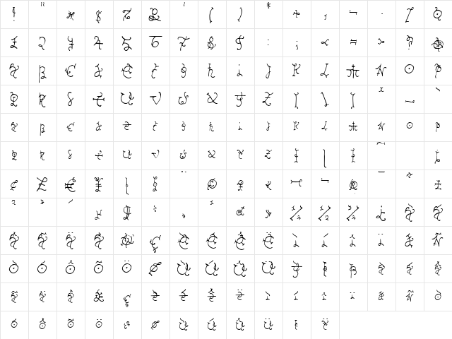 Herbe Rouge Regular  glyph index